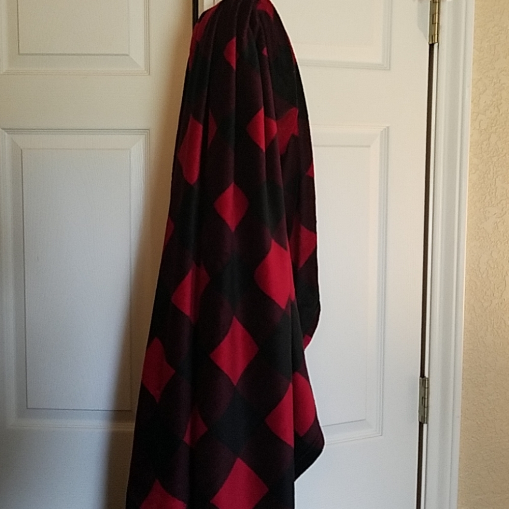Free embroidery! Plush buffalo plaid throw